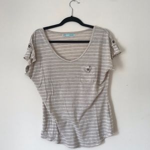Striped Top with pocket and button embellishments